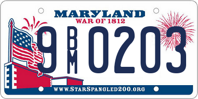 MD license plate 9BM0203