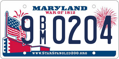 MD license plate 9BM0204