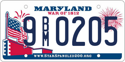 MD license plate 9BM0205