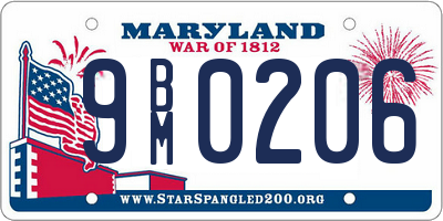 MD license plate 9BM0206