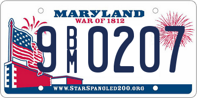 MD license plate 9BM0207