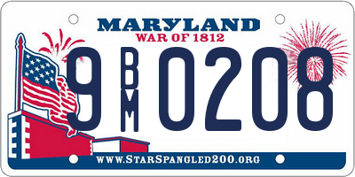 MD license plate 9BM0208