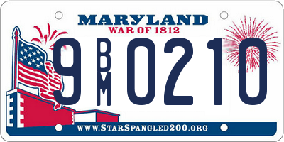 MD license plate 9BM0210