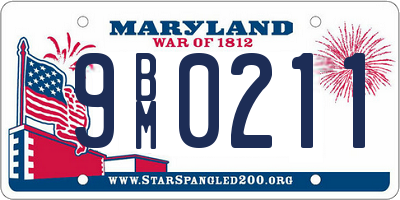 MD license plate 9BM0211