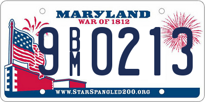 MD license plate 9BM0213