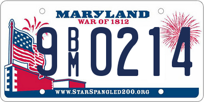 MD license plate 9BM0214