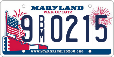 MD license plate 9BM0215