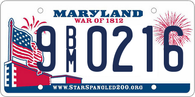 MD license plate 9BM0216