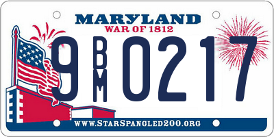 MD license plate 9BM0217