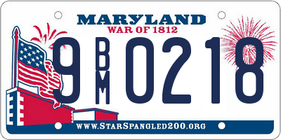 MD license plate 9BM0218