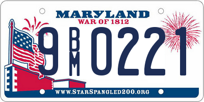 MD license plate 9BM0221