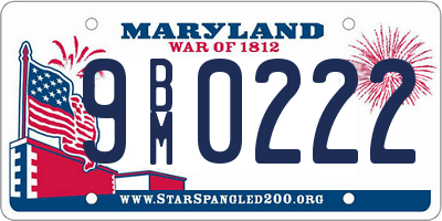 MD license plate 9BM0222