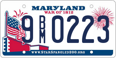 MD license plate 9BM0223