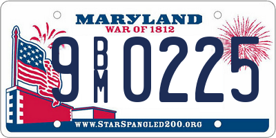 MD license plate 9BM0225