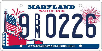 MD license plate 9BM0226