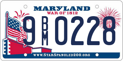 MD license plate 9BM0228