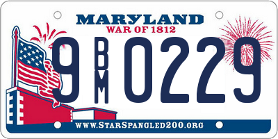 MD license plate 9BM0229