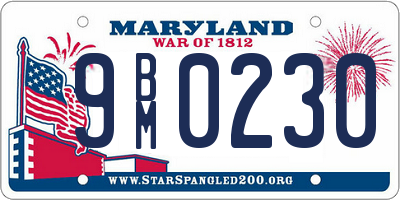 MD license plate 9BM0230