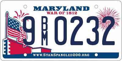 MD license plate 9BM0232