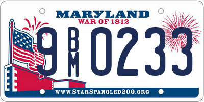 MD license plate 9BM0233