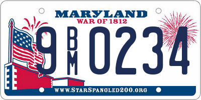 MD license plate 9BM0234