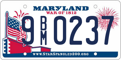 MD license plate 9BM0237