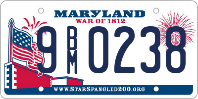 MD license plate 9BM0238