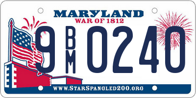 MD license plate 9BM0240