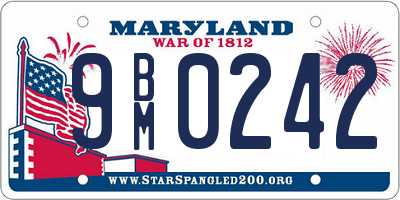 MD license plate 9BM0242