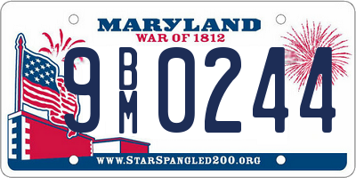 MD license plate 9BM0244