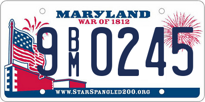 MD license plate 9BM0245