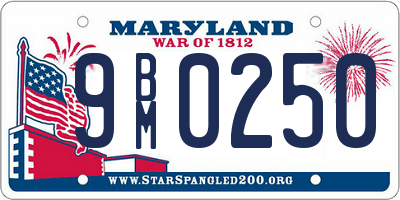 MD license plate 9BM0250