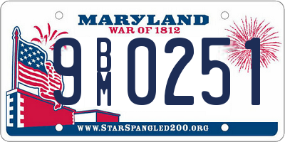 MD license plate 9BM0251