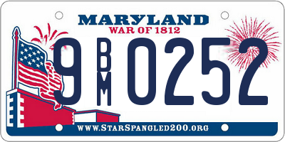 MD license plate 9BM0252