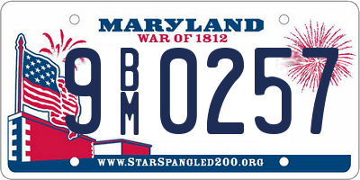 MD license plate 9BM0257