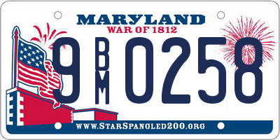 MD license plate 9BM0258