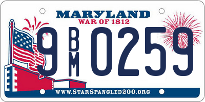 MD license plate 9BM0259