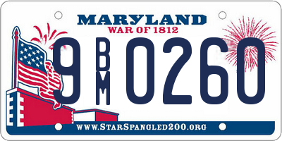 MD license plate 9BM0260