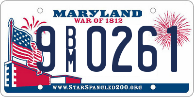 MD license plate 9BM0261