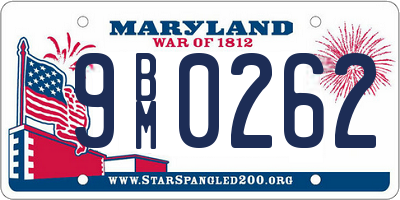 MD license plate 9BM0262