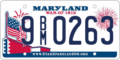 MD license plate 9BM0263