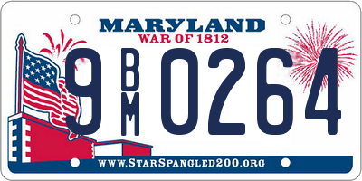 MD license plate 9BM0264