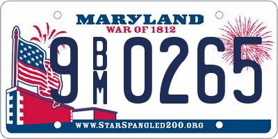 MD license plate 9BM0265