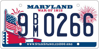 MD license plate 9BM0266