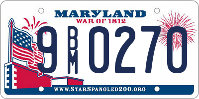 MD license plate 9BM0270