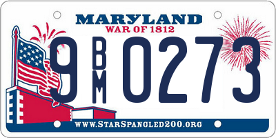 MD license plate 9BM0273