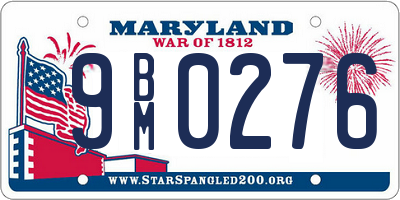 MD license plate 9BM0276