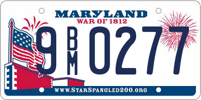 MD license plate 9BM0277