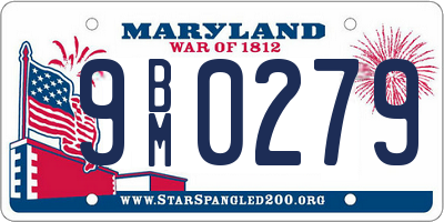 MD license plate 9BM0279