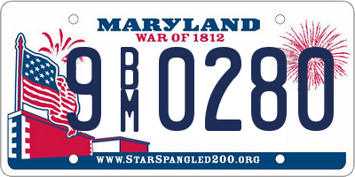 MD license plate 9BM0280